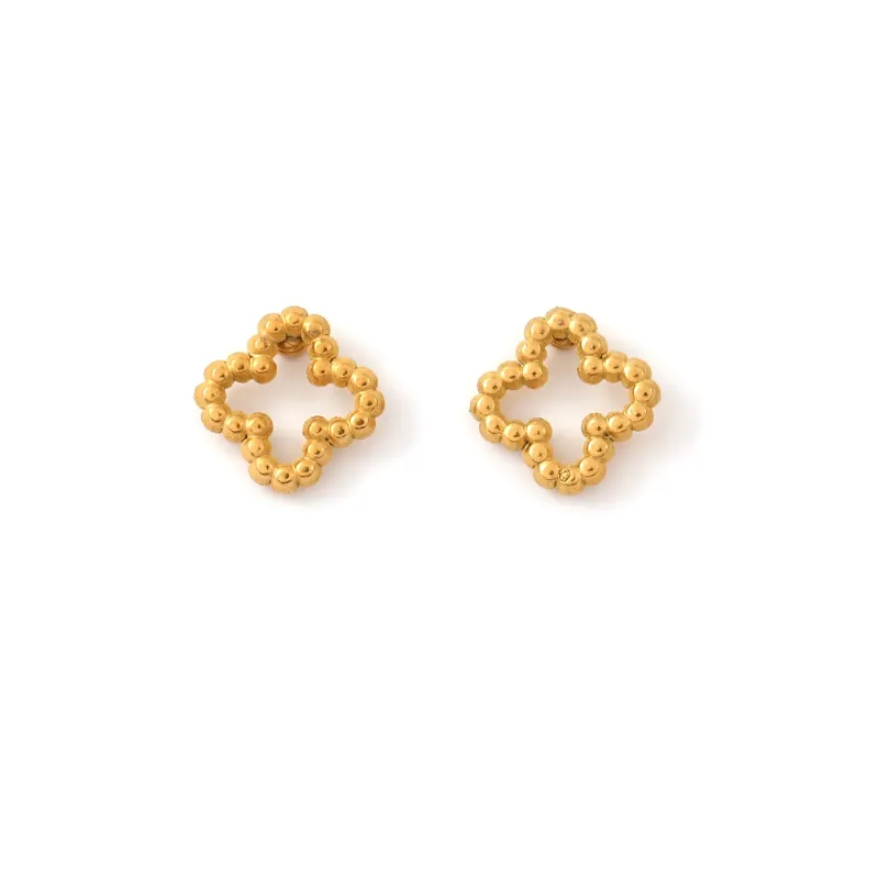 Irma___Clover_Stud_Earrings_Stainless_Steel___Gold_____