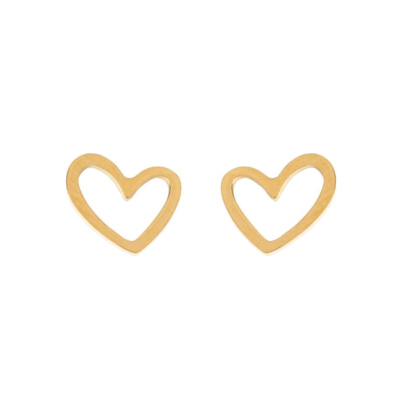 Sarah___Heart_Outline_Stud_Earring_Stainless_Steel___Gold