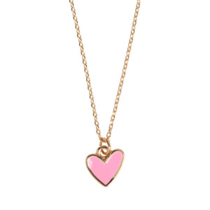 Doris___Pink_Heart_Enamel_Necklace___Gold______________